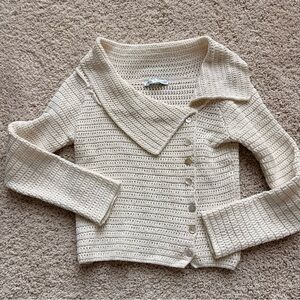 Zara Cream Knit Button-Up Cardigan